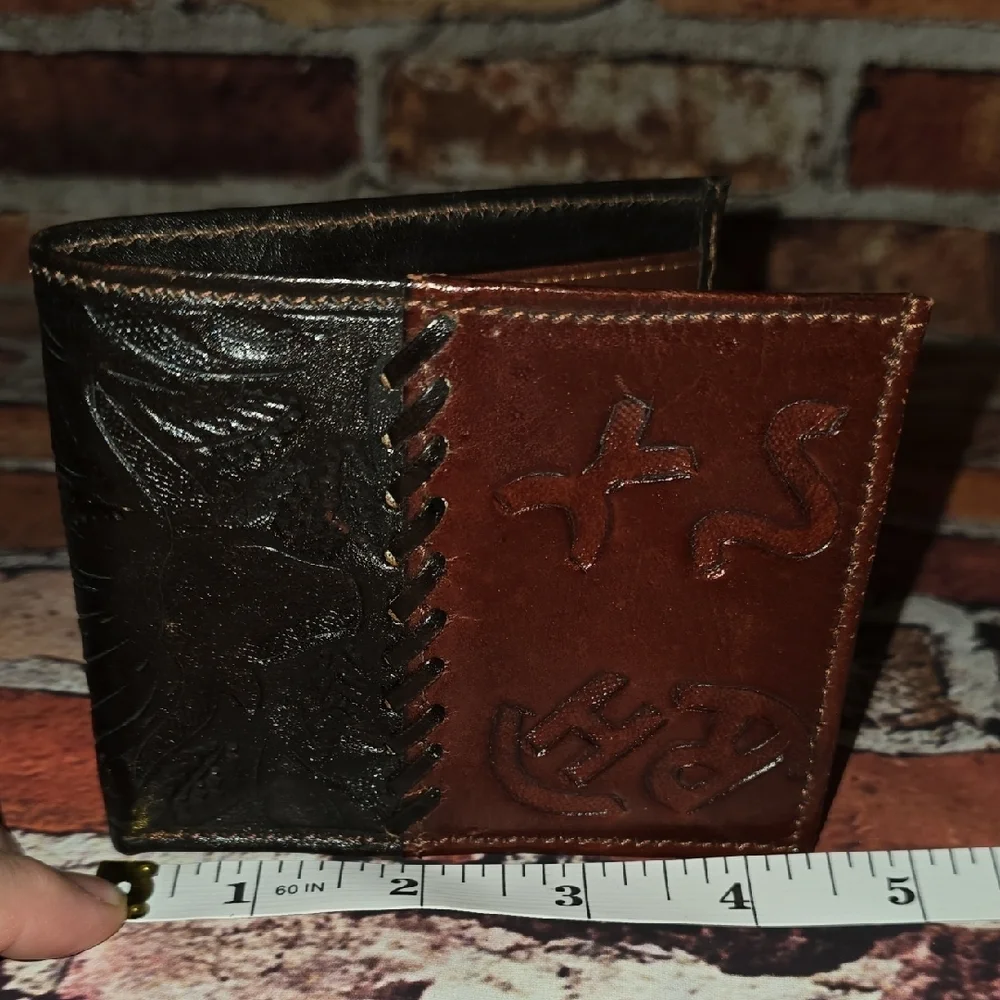 American West Black and Brown Leather Card Holder